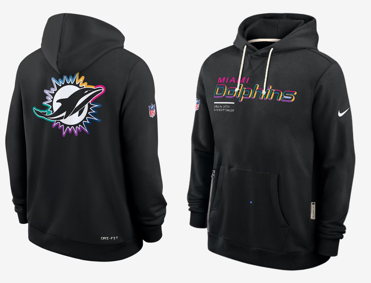 Men Miami Dolphins black 2025 Nike NFL hoodie